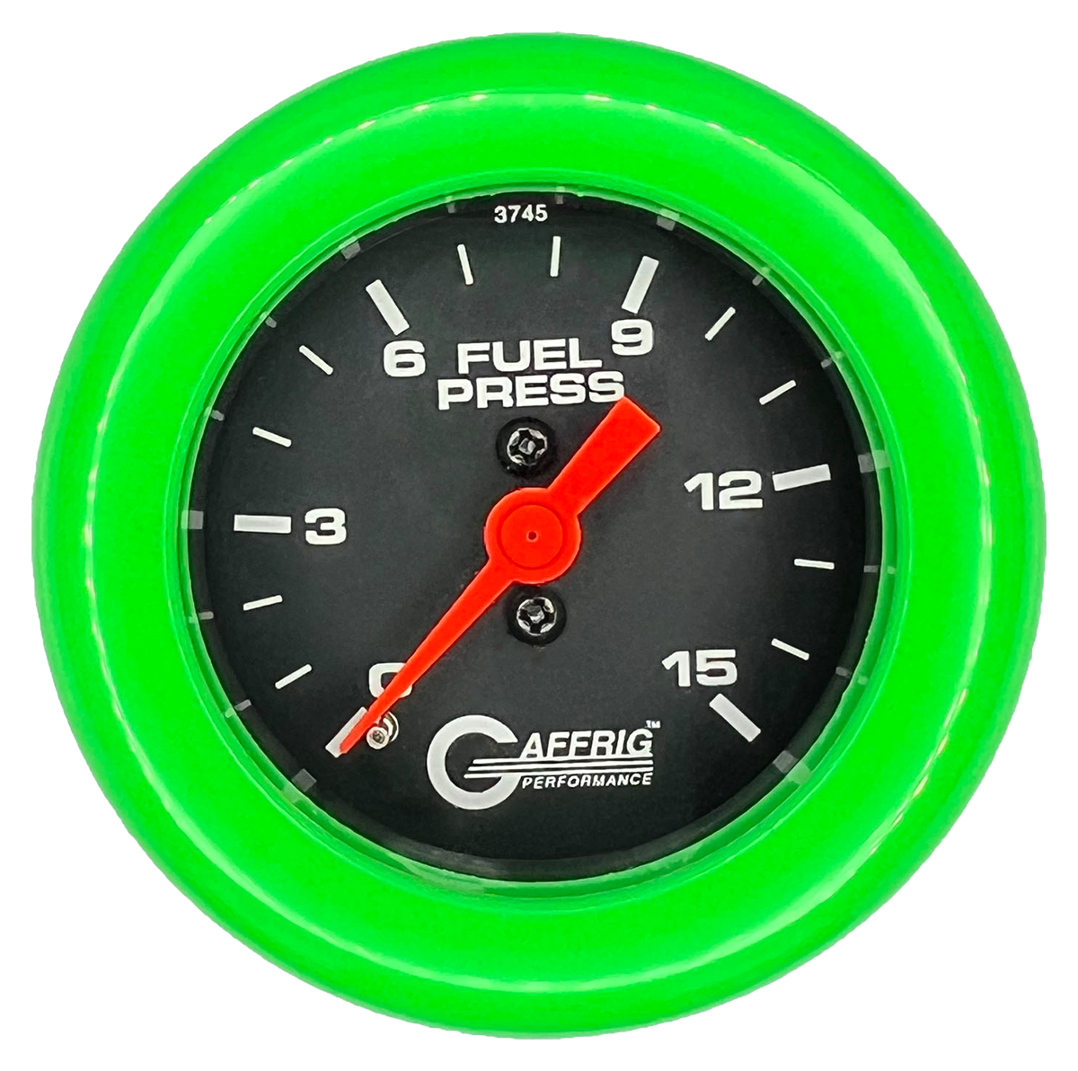 #6008 2 INCH MECHANICAL FUEL PRESS. 0-15 PSI BLACK Lime Green / Step