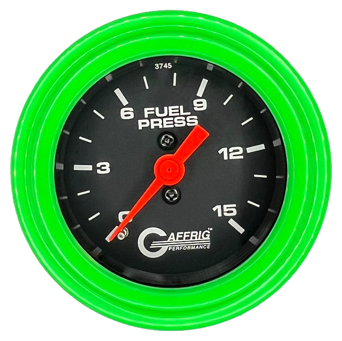 #6008 2 INCH MECHANICAL FUEL PRESS. 0-15 PSI BLACK Lime Green / Step