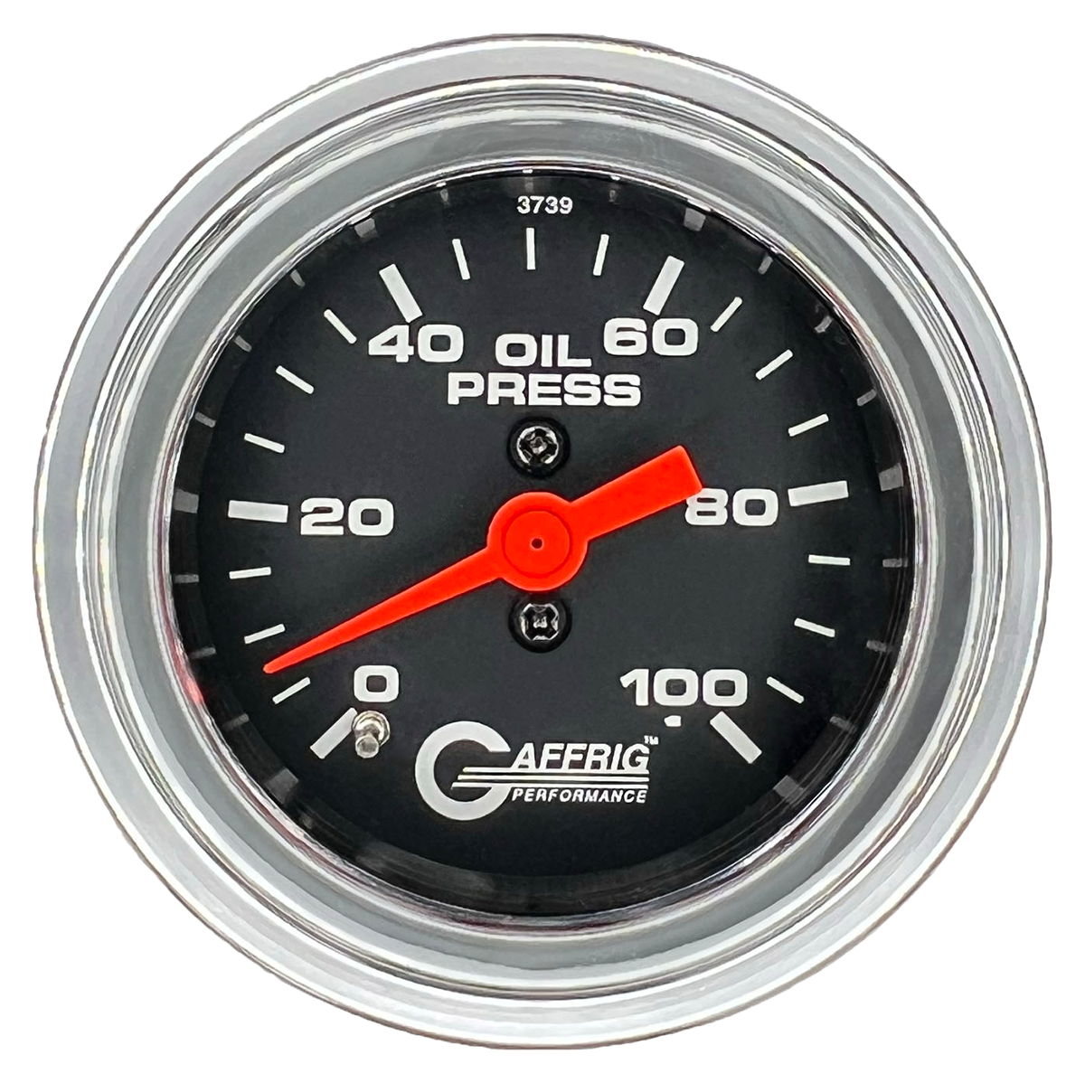 #6012 2 INCH MECHANICAL OIL PRESS. 0-100 PSI BLACK Chrome / Step
