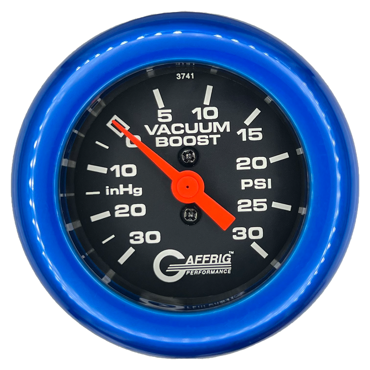#6018 2 INCH MECHANICAL VACUUM 0-30HG/BOOST 0-30 PSI- BLACK Blue / Step