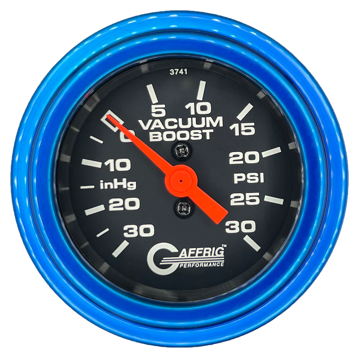 #6018 2 INCH MECHANICAL VACUUM 0-30HG/BOOST 0-30 PSI- BLACK Blue / Step