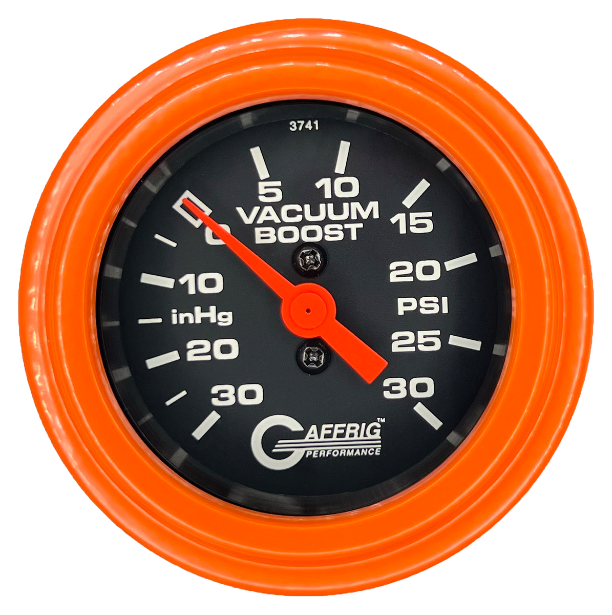 #6018 2 INCH MECHANICAL VACUUM 0-30HG/BOOST 0-30 PSI- BLACK Orange / Step