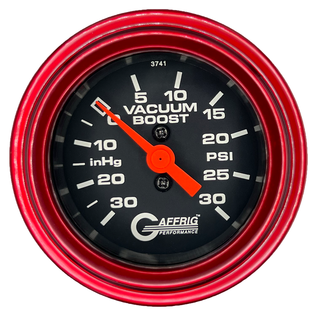 #6018 2 INCH MECHANICAL VACUUM 0-30HG/BOOST 0-30 PSI- BLACK Red / Step