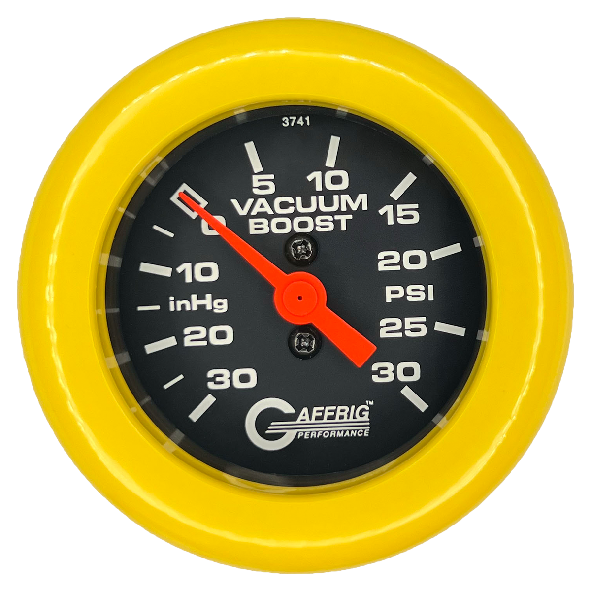 #6018 2 INCH MECHANICAL VACUUM 0-30HG/BOOST 0-30 PSI- BLACK Yellow / Step
