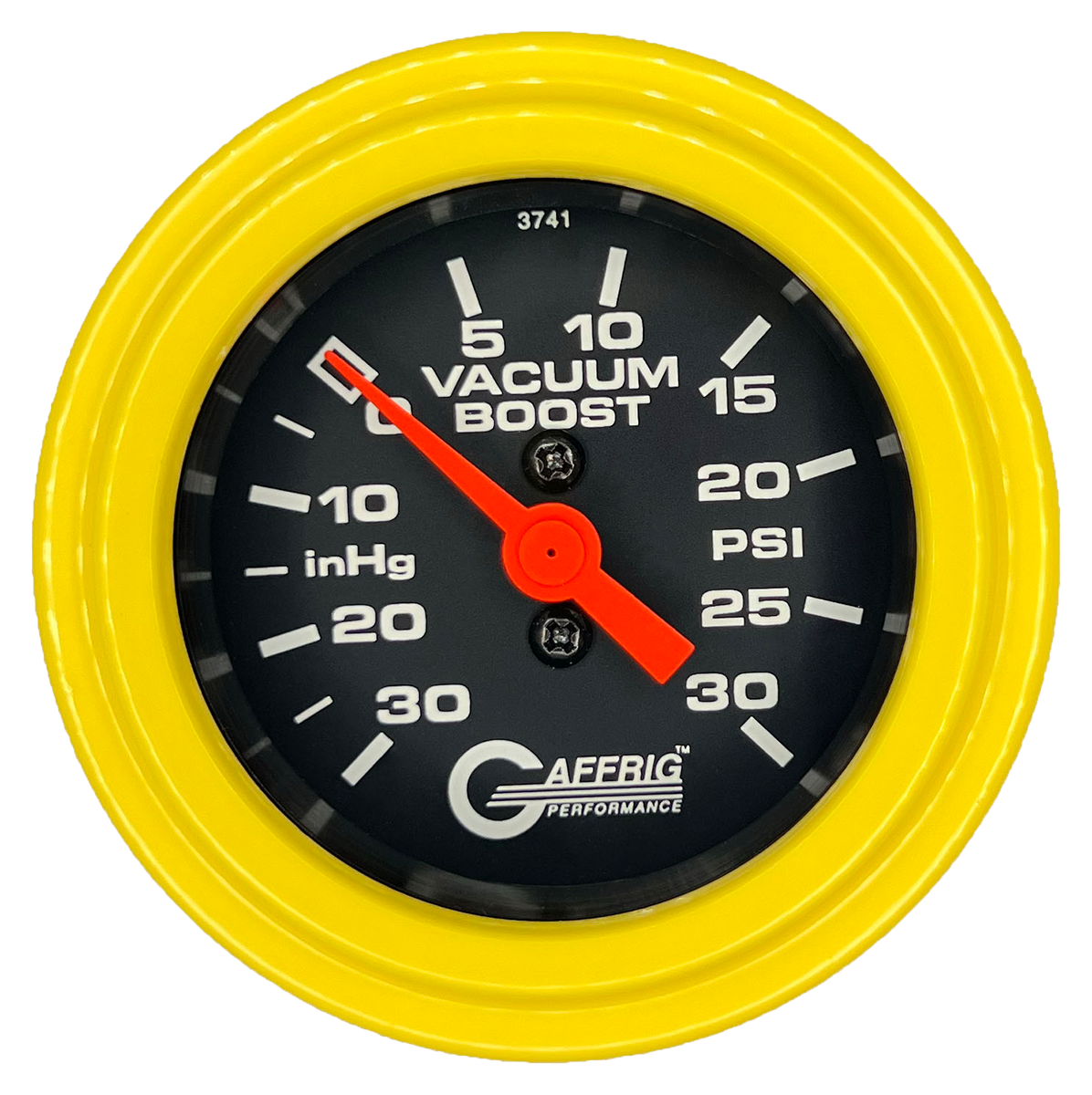 #6018 2 INCH MECHANICAL VACUUM 0-30HG/BOOST 0-30 PSI- BLACK Yellow / Step