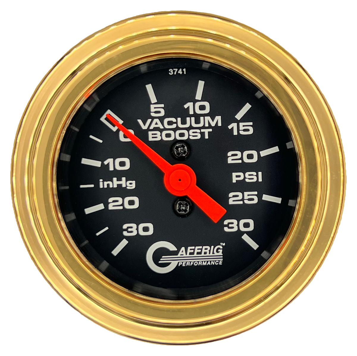 #6018 2 INCH MECHANICAL VACUUM 0-30HG/BOOST 0-30 PSI- BLACK Gold / Step