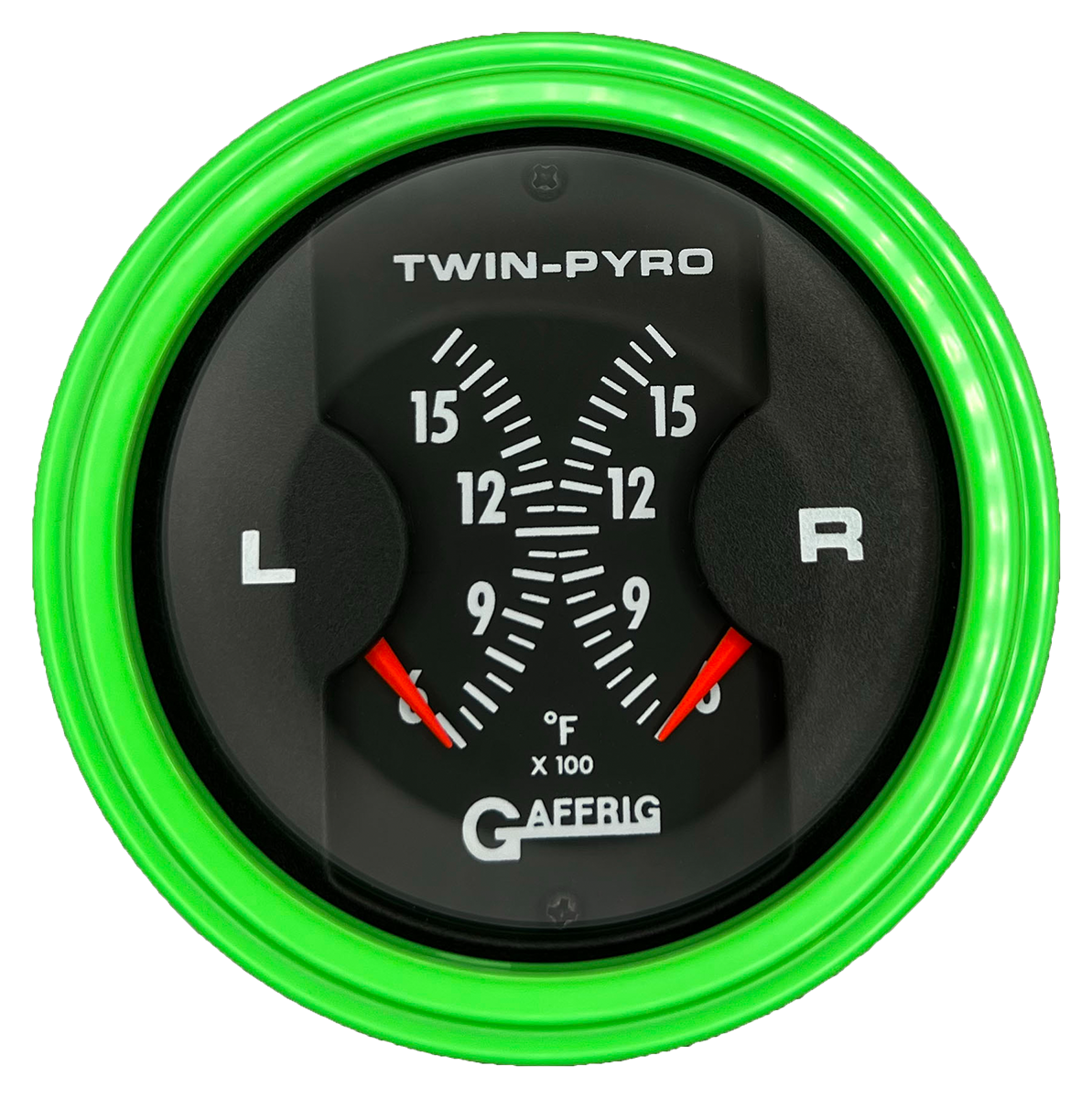 #6026 3 INCH MECHANICAL DUAL BLACK PYROMETER Lime Green / Step