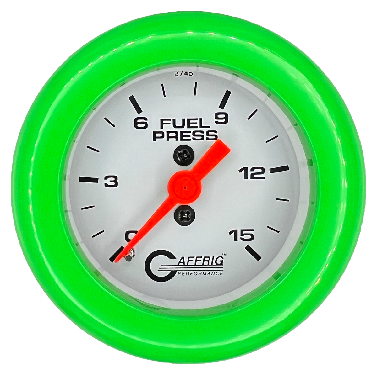 #6508 2 INCH MECHANICAL FUEL PRESS. 0-15 PSI WHITE Lime Green / Step