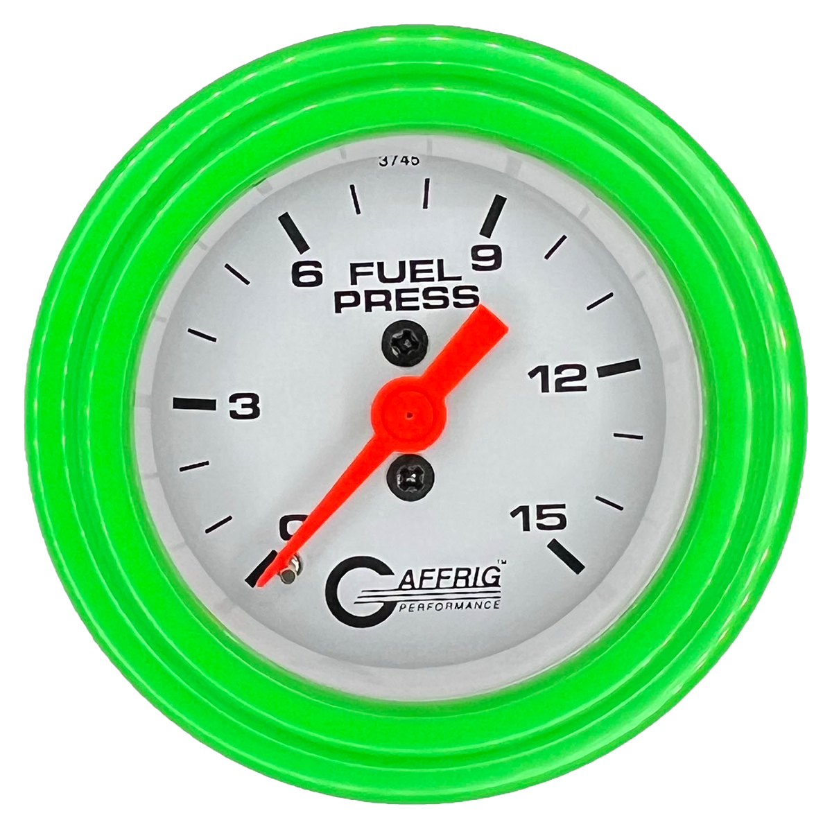 #6508 2 INCH MECHANICAL FUEL PRESS. 0-15 PSI WHITE Lime Green / Step