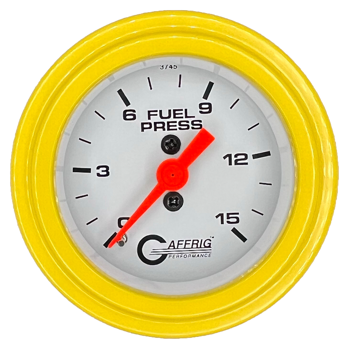 #6508 2 INCH MECHANICAL FUEL PRESS. 0-15 PSI WHITE Yellow / Step