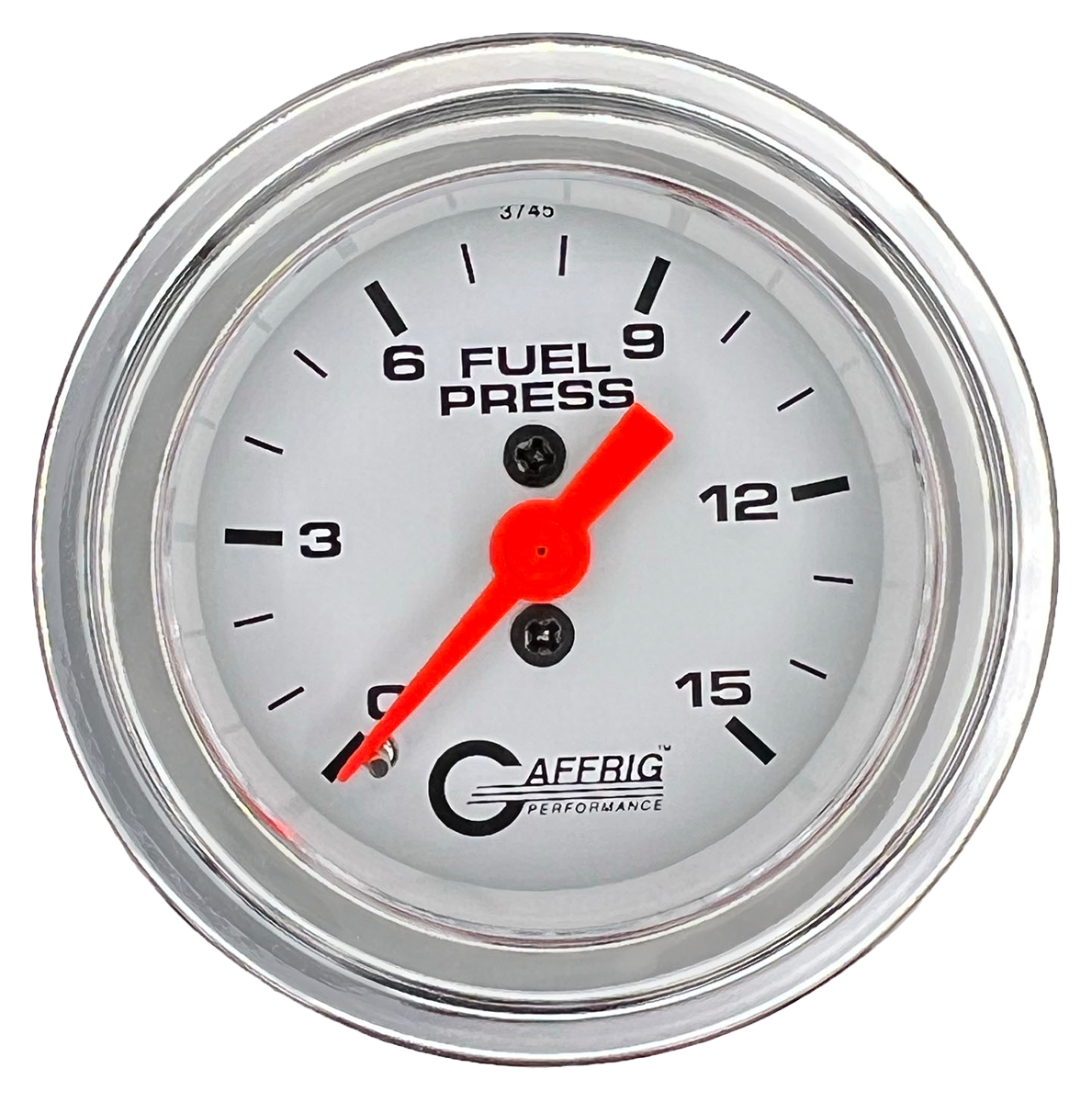 #6508 2 INCH MECHANICAL FUEL PRESS. 0-15 PSI WHITE Chrome / Step