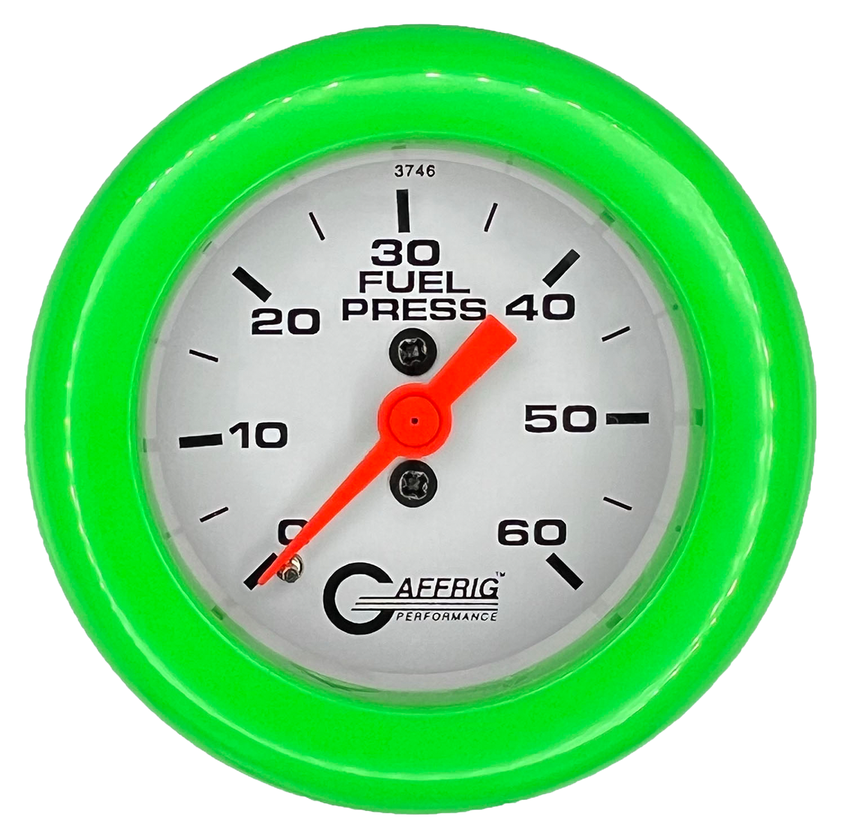#6510 2 INCH MECHANICAL FUEL PRESS. 0-60 PSI WHITE Lime Green / Step