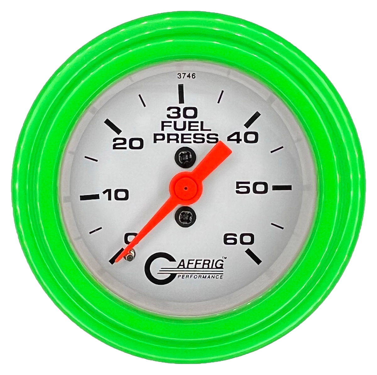 #6510 2 INCH MECHANICAL FUEL PRESS. 0-60 PSI WHITE Lime Green / Step