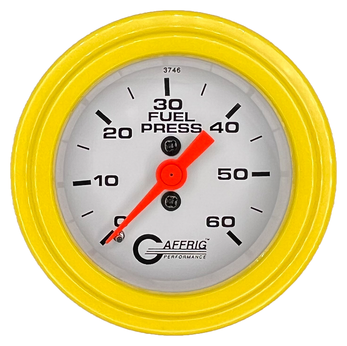 #6510 2 INCH MECHANICAL FUEL PRESS. 0-60 PSI WHITE Yellow / Step