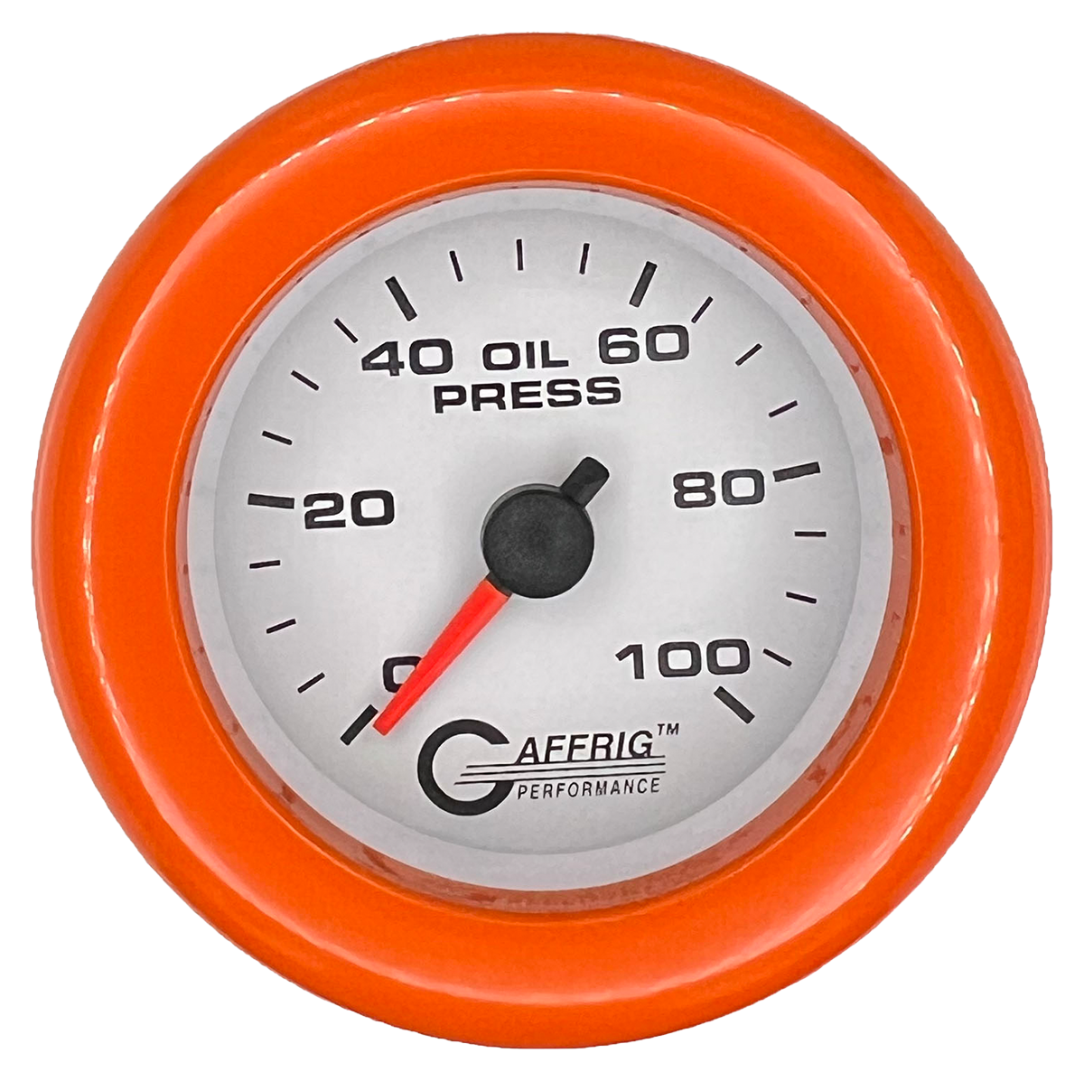#6512 2 INCH MECHANICAL OIL PRESS. 0-100 PSI WHITE Orange / Step