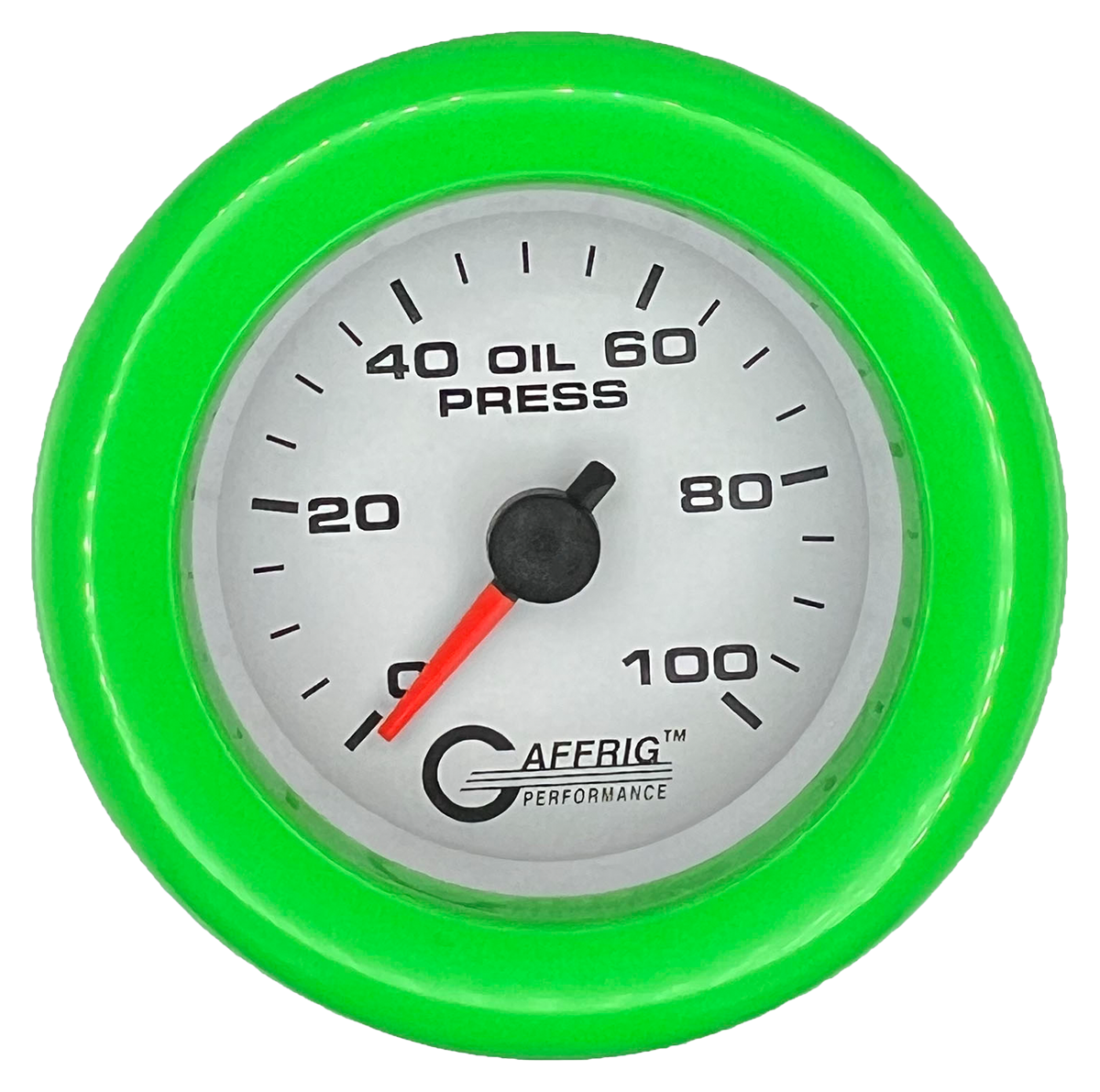 #6512 2 INCH MECHANICAL OIL PRESS. 0-100 PSI WHITE Lime Green / Step