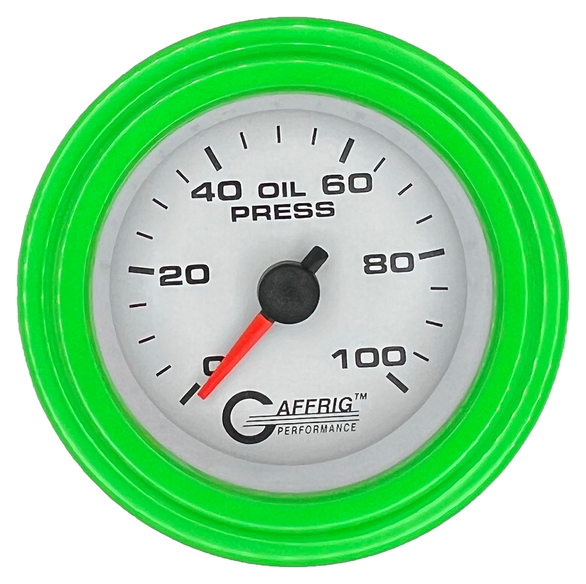 #6512 2 INCH MECHANICAL OIL PRESS. 0-100 PSI WHITE Lime Green / Step