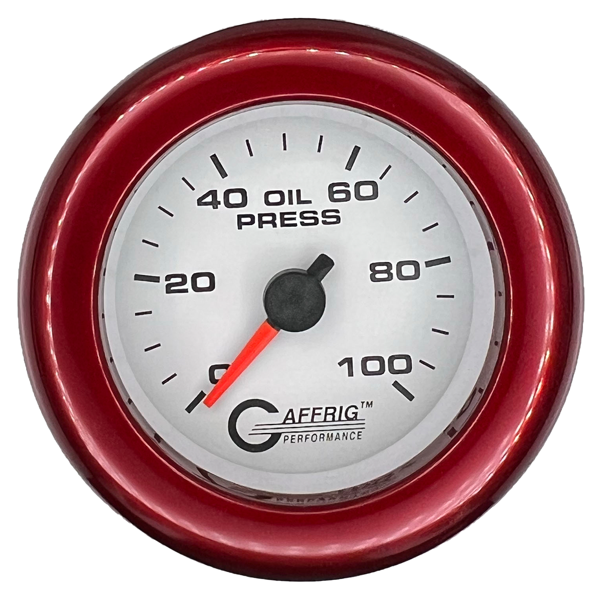 #6512 2 INCH MECHANICAL OIL PRESS. 0-100 PSI WHITE Red / Step