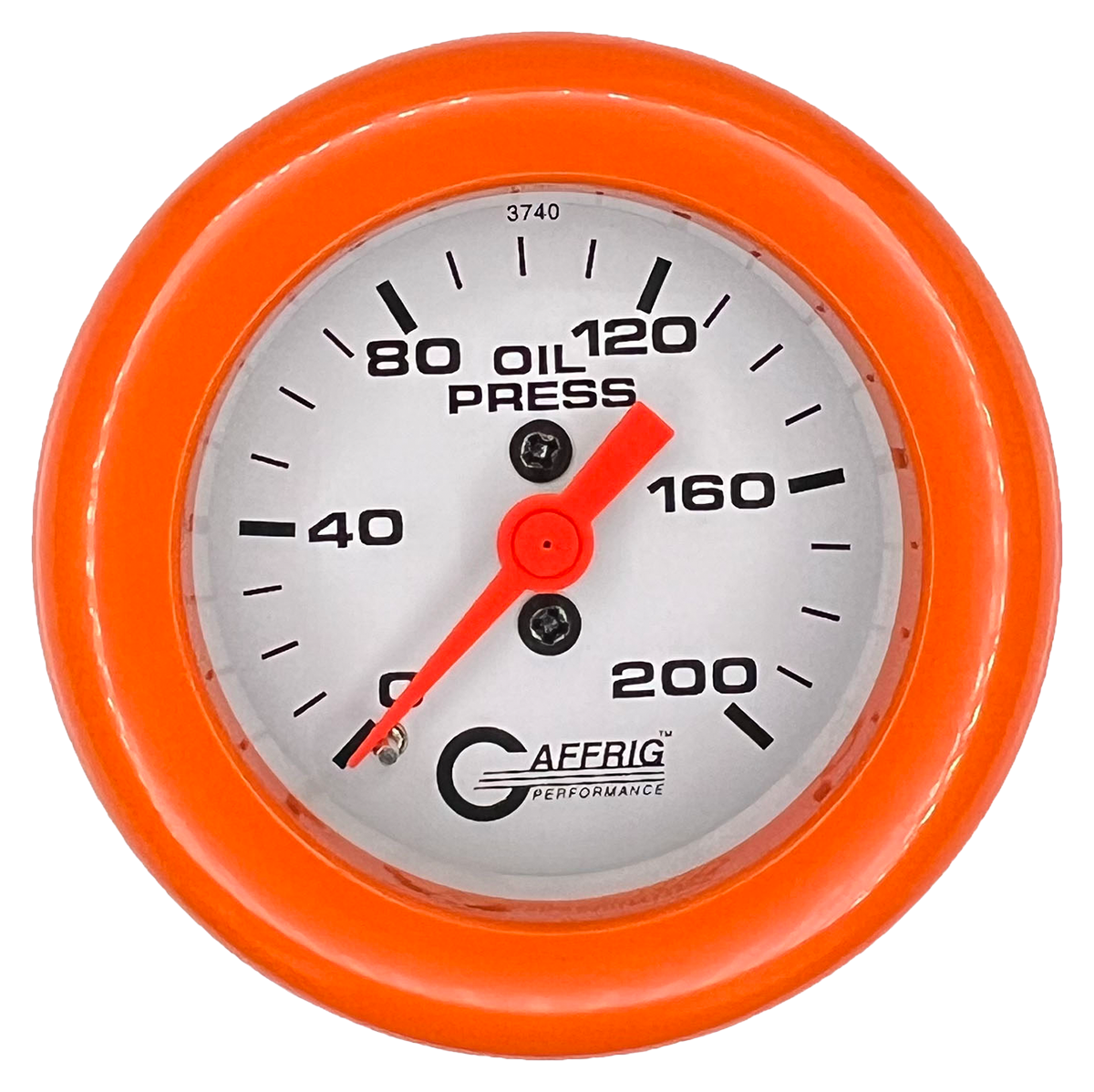 #6514 2 INCH MECHANICAL OIL PRESS. 0-200 PSI WHITE Orange / Step