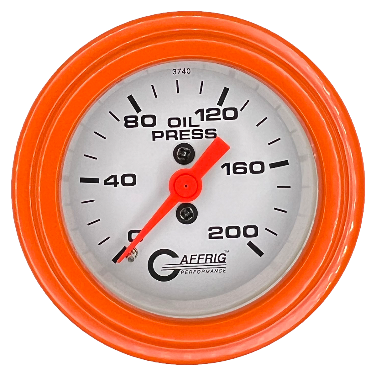 #6514 2 INCH MECHANICAL OIL PRESS. 0-200 PSI WHITE Orange / Step