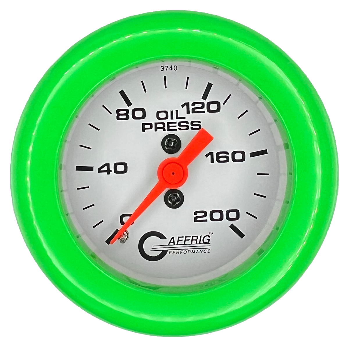#6514 2 INCH MECHANICAL OIL PRESS. 0-200 PSI WHITE Lime Green / Step