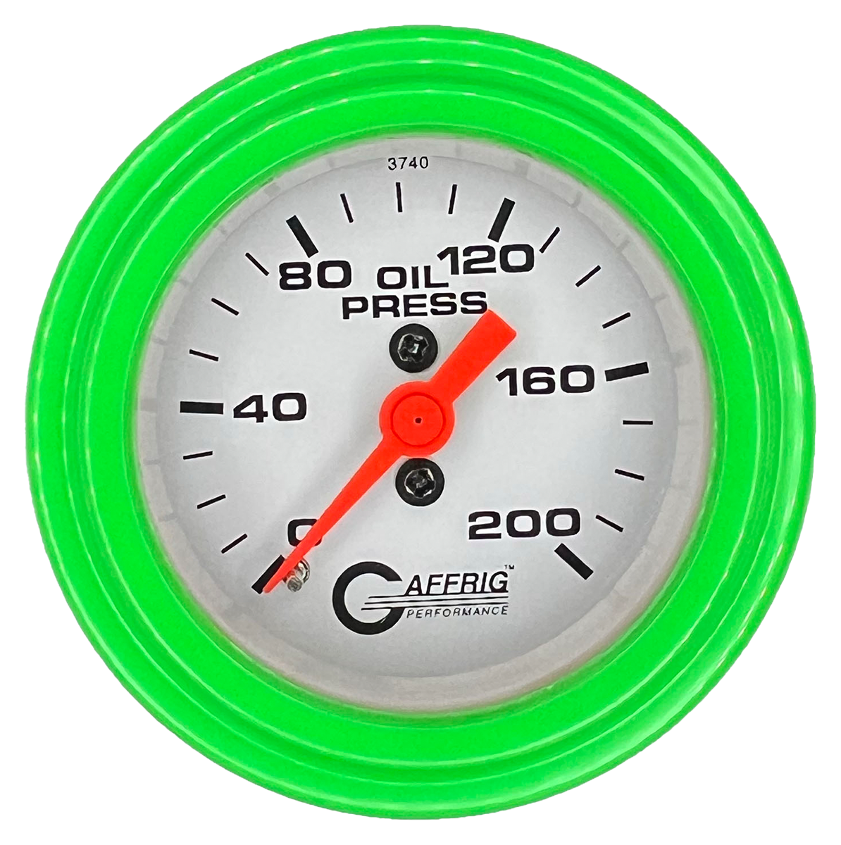#6514 2 INCH MECHANICAL OIL PRESS. 0-200 PSI WHITE Lime Green / Step