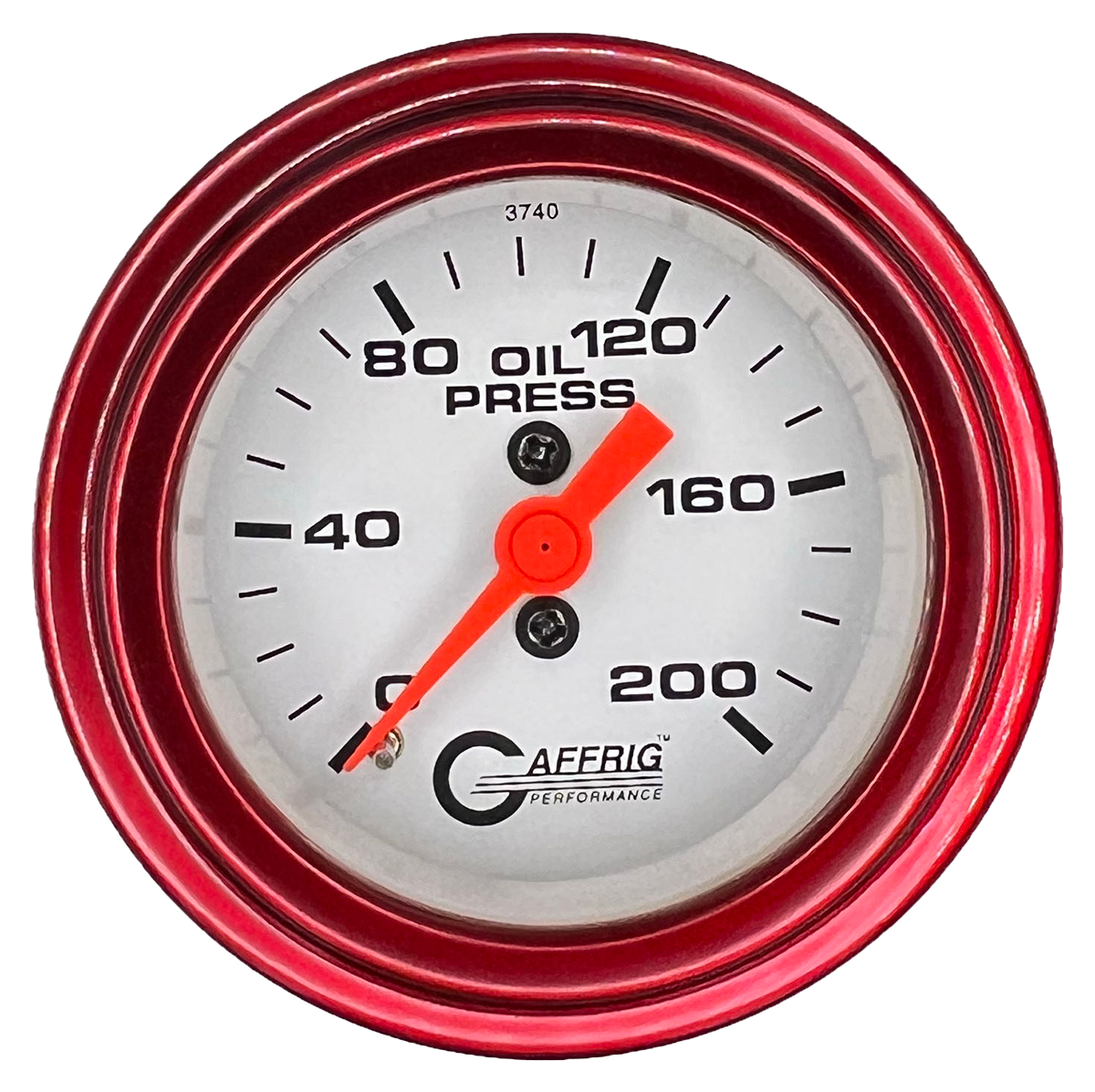 #6514 2 INCH MECHANICAL OIL PRESS. 0-200 PSI WHITE Red / Step