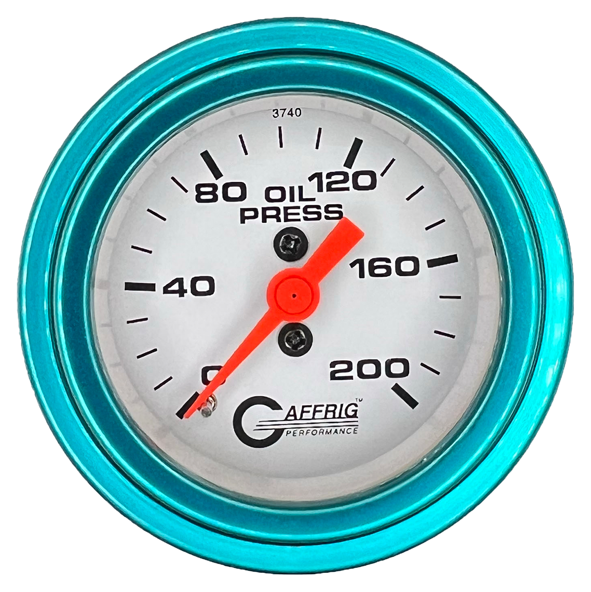 #6514 2 INCH MECHANICAL OIL PRESS. 0-200 PSI WHITE Teal / Step