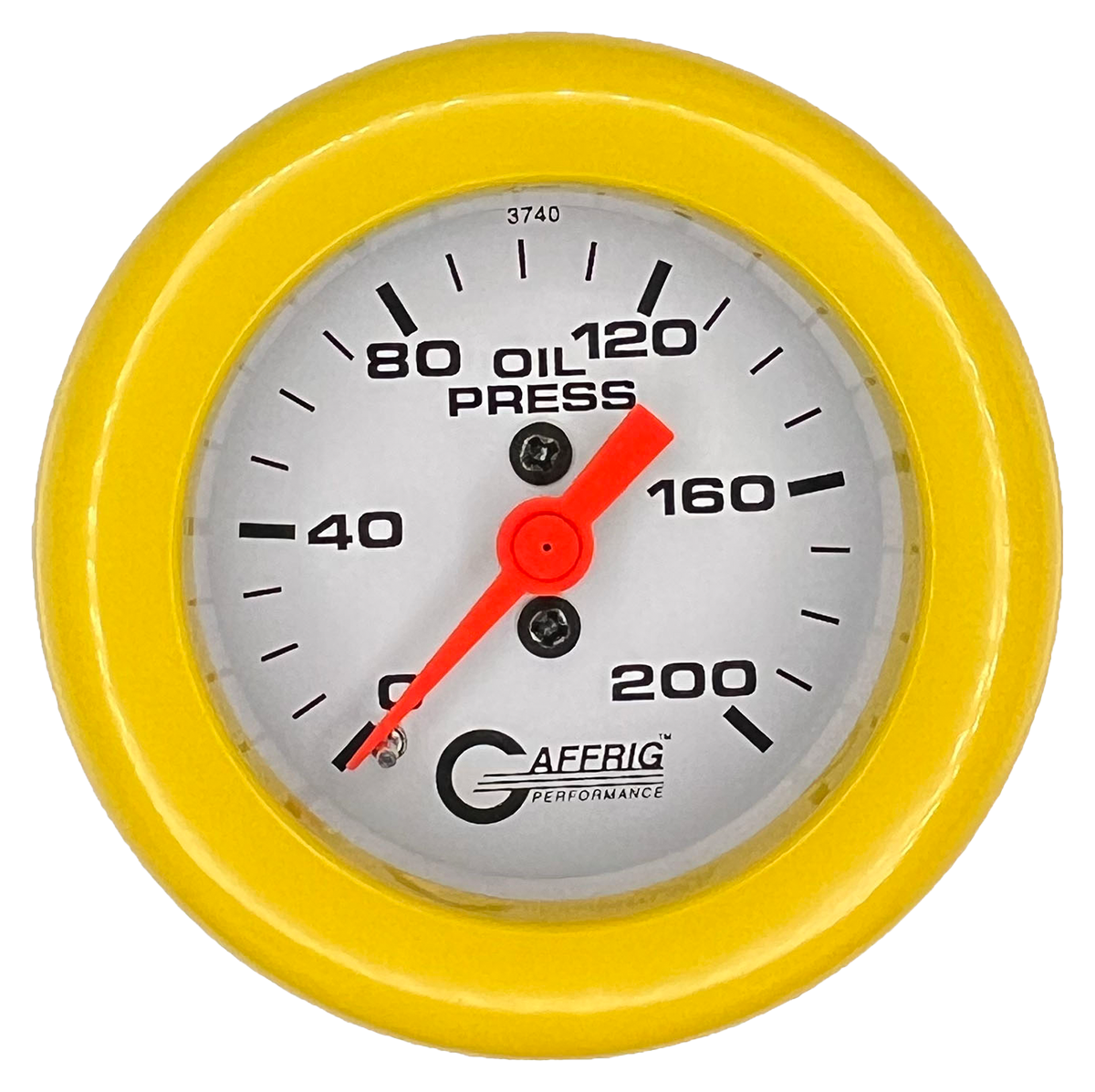 #6514 2 INCH MECHANICAL OIL PRESS. 0-200 PSI WHITE Yellow / Step