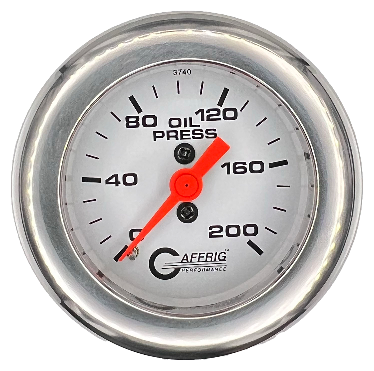 #6514 2 INCH MECHANICAL OIL PRESS. 0-200 PSI WHITE Chrome / Step