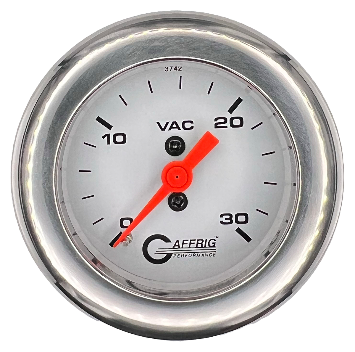 #6516 2 INCH MECHANICAL VACUUM 0-30 WHITE Chrome / Step