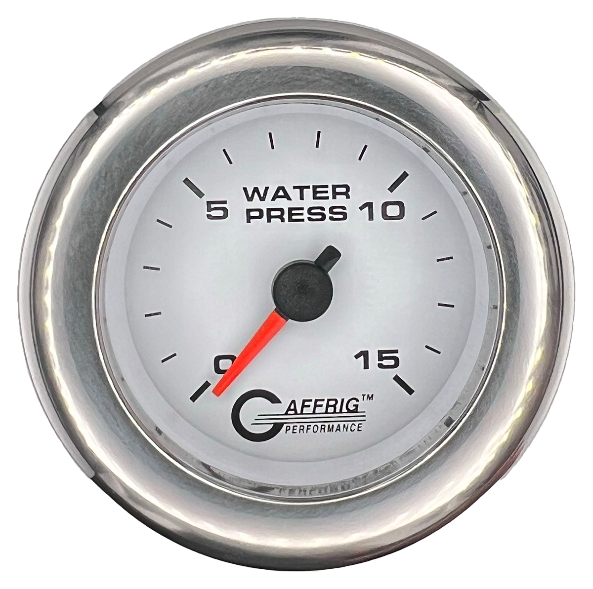 #6520 2 INCH MECHANICAL WATER PRESS. 0-15 PSI WHITE Chrome / Step
