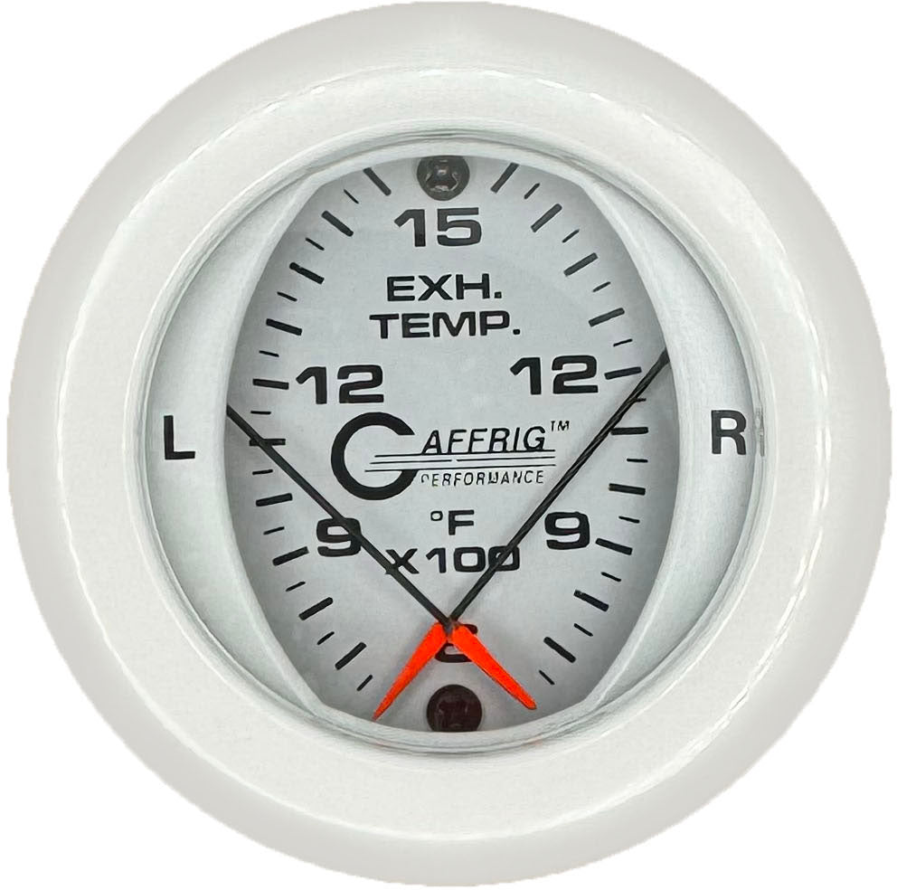 GAFFRIG PART #6524 2 INCH MECHANICAL DUAL PYROMETER GAUGE 600 - 1600 F WHITE WHITE / STEP RIM