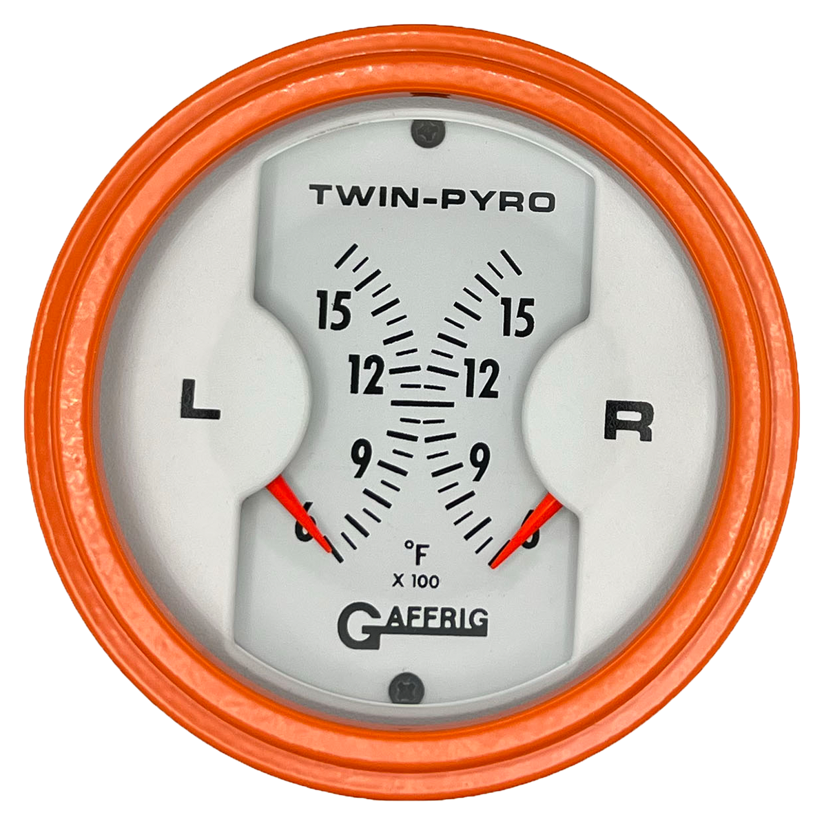 #6526 3 INCH MECHANICAL DUAL PYROMETER 600 - 1600 F WHITE Orange / Step