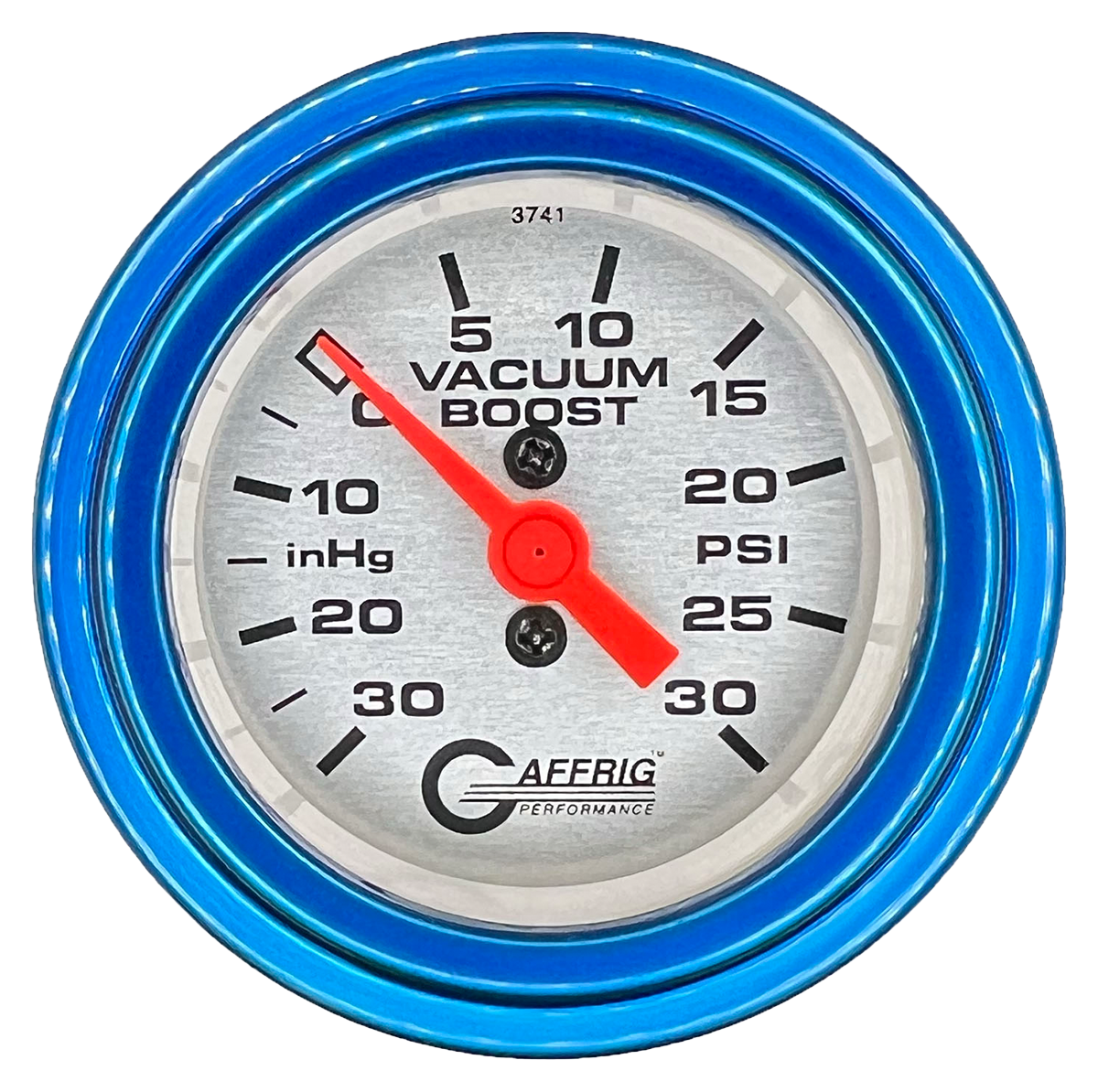 #6818 2 INCH MECHANICAL VACUUM 0-30HG/BOOST 0-30 PSI- PLATINUM Blue / Step